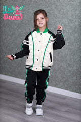 HBC040924-10 طقم بناتي شتوي مبطن فرو قطعتين ( جكيت + بنطلون)