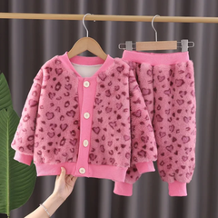 SSX220824-38 طقم شتوي تقيل مبطن فرو بالكامل قطعتين ( جكيت + بنطلون)