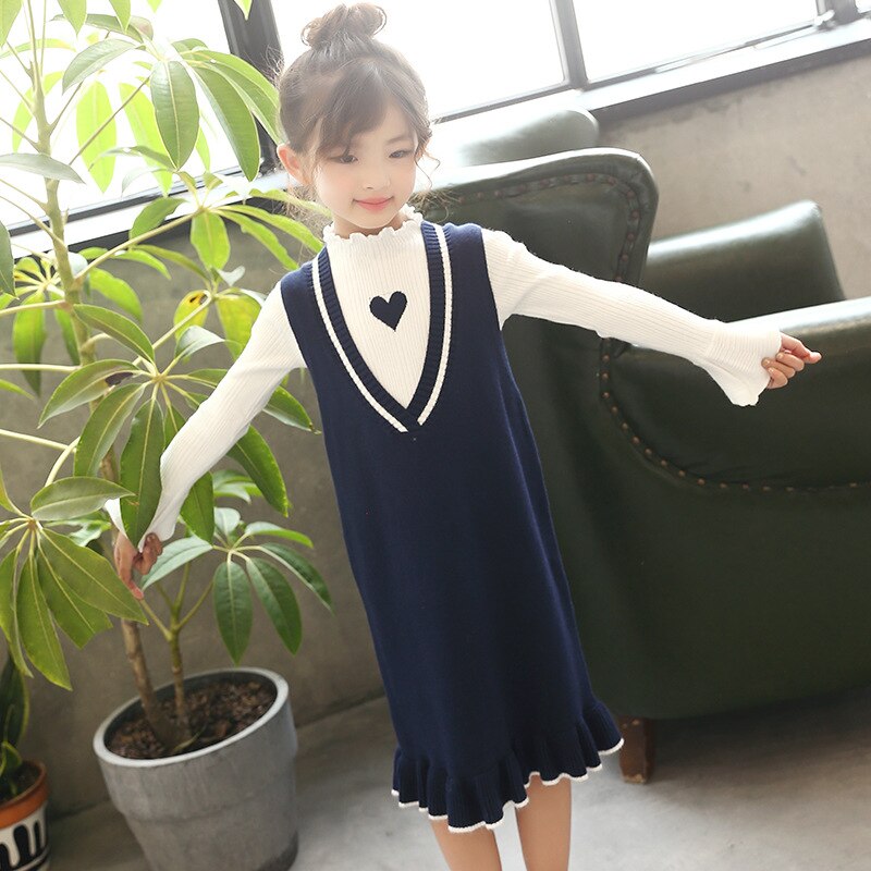 AO0519-53 فستان خريفي شتوي بناتي صوف دافي وناعم قطعتين