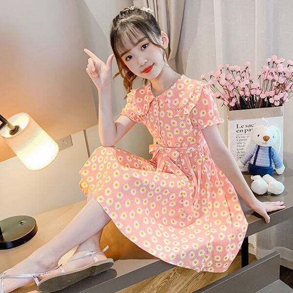 AO0402-16 فستان بناتي صيفي مورد